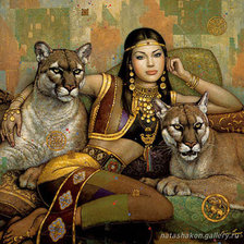 Схема вышивки «Chica con tigres»