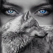 Схема вышивки «Девушка с волком»