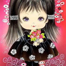 Схема вышивки «девочка с букетиком роз»