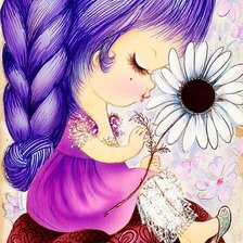 Схема вышивки «девочка с ромашкой»