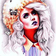 Схема вышивки «женский образ с бабочками»