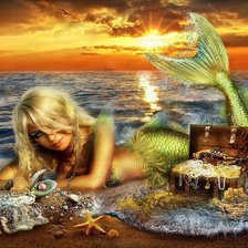 Схема вышивки «Русалка на закате»