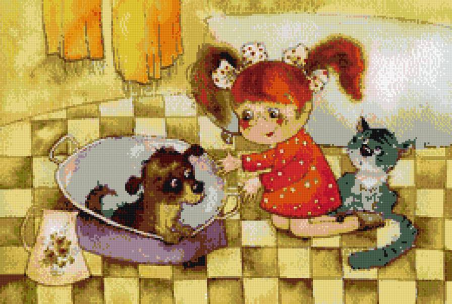 Девочка с собакой - девочки, сказка, дети - предпросмотр