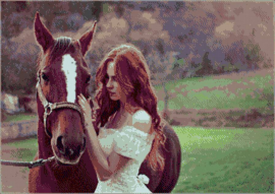 Рыжая с конем - девушка, конь, нежность - предпросмотр