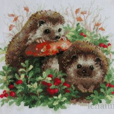Схема вышивки «Ёжики в бруснике»