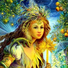 Схема вышивки «девушка фэнтези с ящерицей»