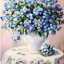 Схема вышивки «букет незабудок в вазе»