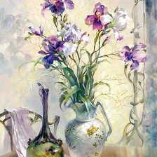 Схема вышивки «ирисы в вазе»