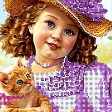 Схема вышивки «девочка с кошкой»