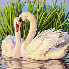 Схема вышивки «Лебединая пара»