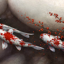 Схема вышивки «Карпы и сакура.»