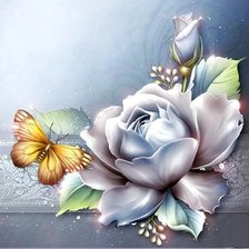 Схема вышивки «подушка с розой и бабочкой»