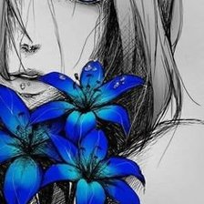 Схема вышивки «Цветы и девушка»