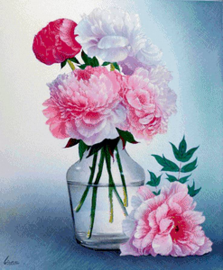 пионы в вазе - пионы, натюрморт - предпросмотр