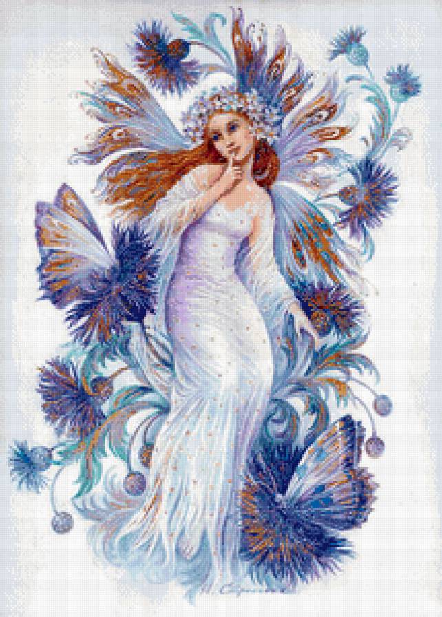 девушка бабочка - арт, рисунок, фентези, бабочки, девушка, цветы - предпросмотр