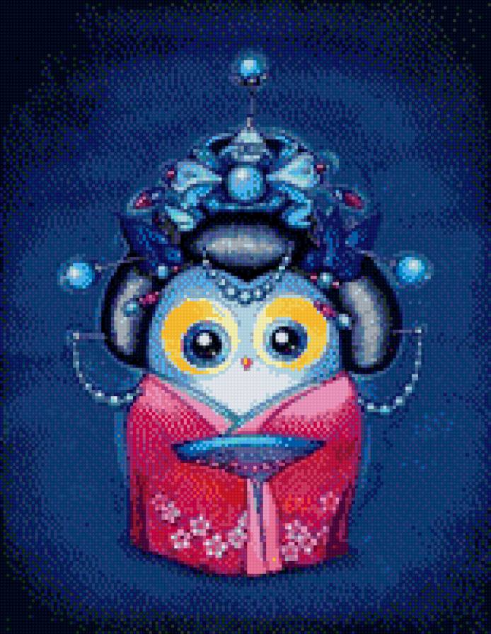 Сова-гейша - птица, гейша, япония, сова - предпросмотр