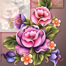 Схема вышивки «подушка с цветами»