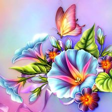 Схема вышивки «барвинок и бабочки»