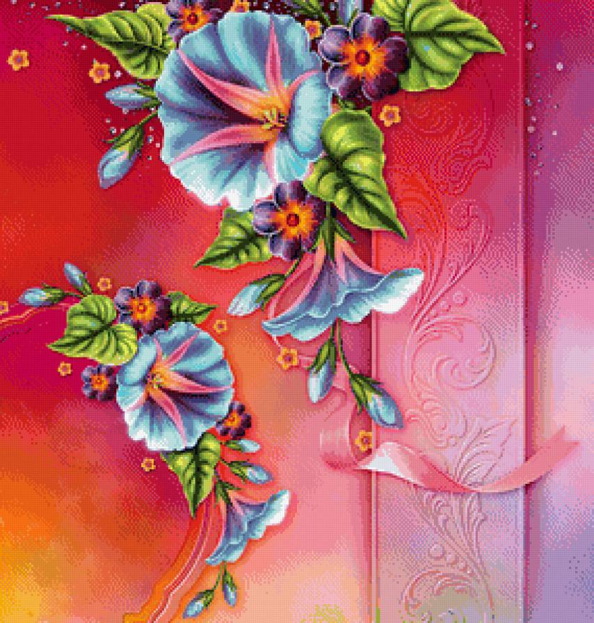 подушка с барвинком - подушка, бабочки, панно, барвинок, цветы - предпросмотр