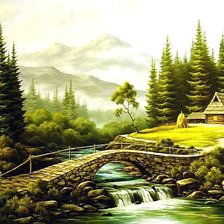 Схема вышивки «горный пейзаж»