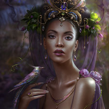 девушка с птицей