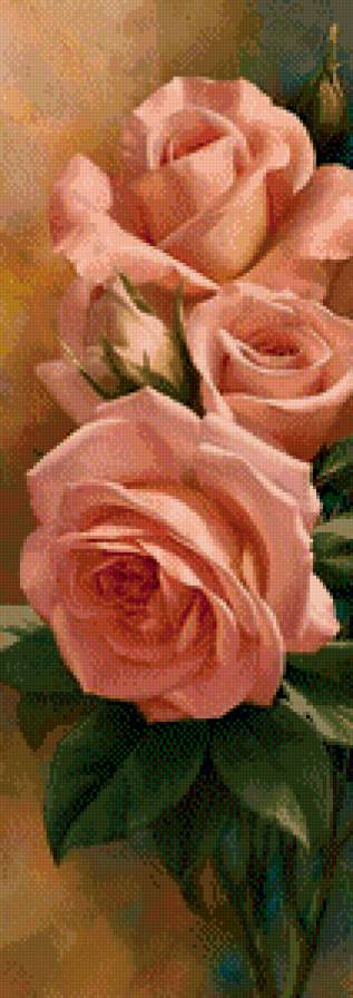 Серия "Цветы, букеты" - панно, нежные розы - предпросмотр
