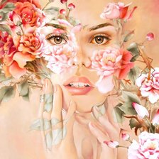 Схема вышивки «женский образ в цветах»