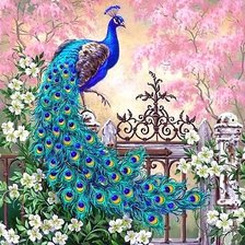Схема вышивки «Павлин в саду»