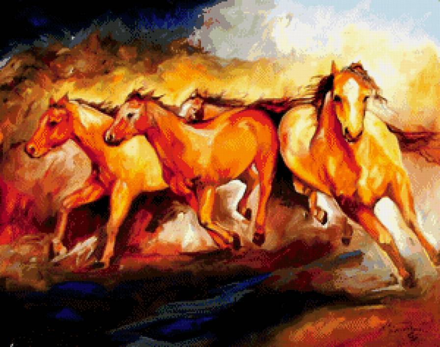 лошади на скаку - лошади, галоп, животные, кони, табун - предпросмотр