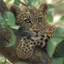 Схема вышивки «леопард на дереве»