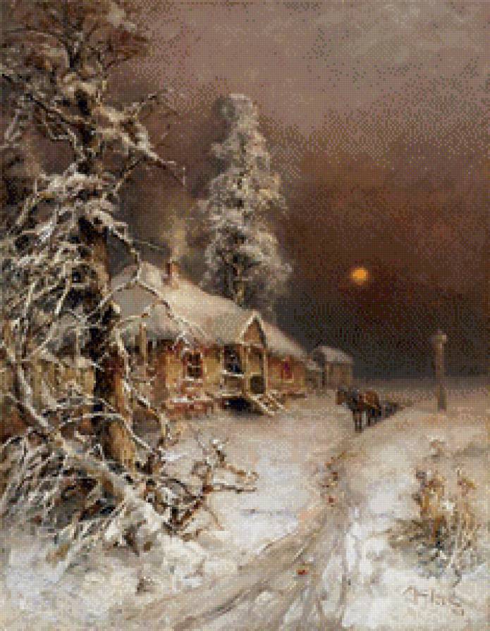 Зимний стан - картина, пейзаж - предпросмотр