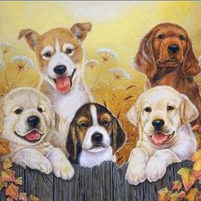 Схема вышивки «щенки»