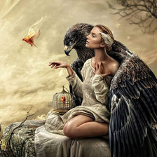 Схема вышивки «Девушка и птицы»