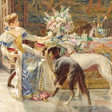 Схема вышивки «дама с собаками»