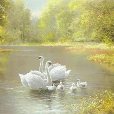 Схема вышивки «лебеди»