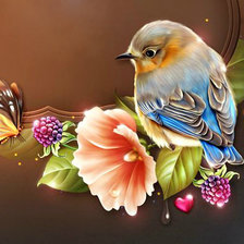 Схема вышивки «панно с птичкой»