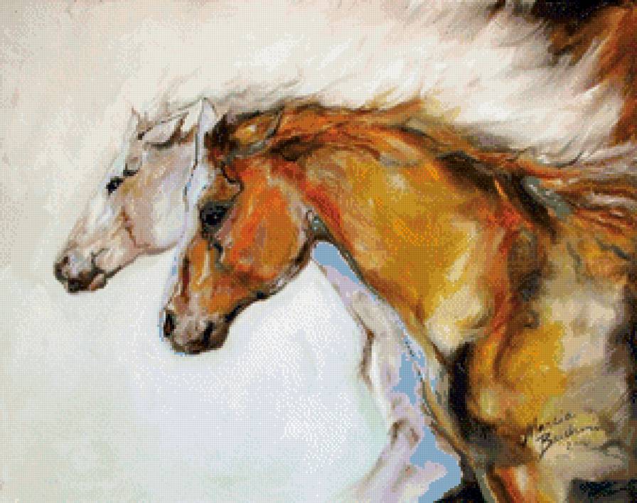 две лошади - табун, животные, лошади, кони, галоп - предпросмотр