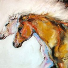 Схема вышивки «две лошади»