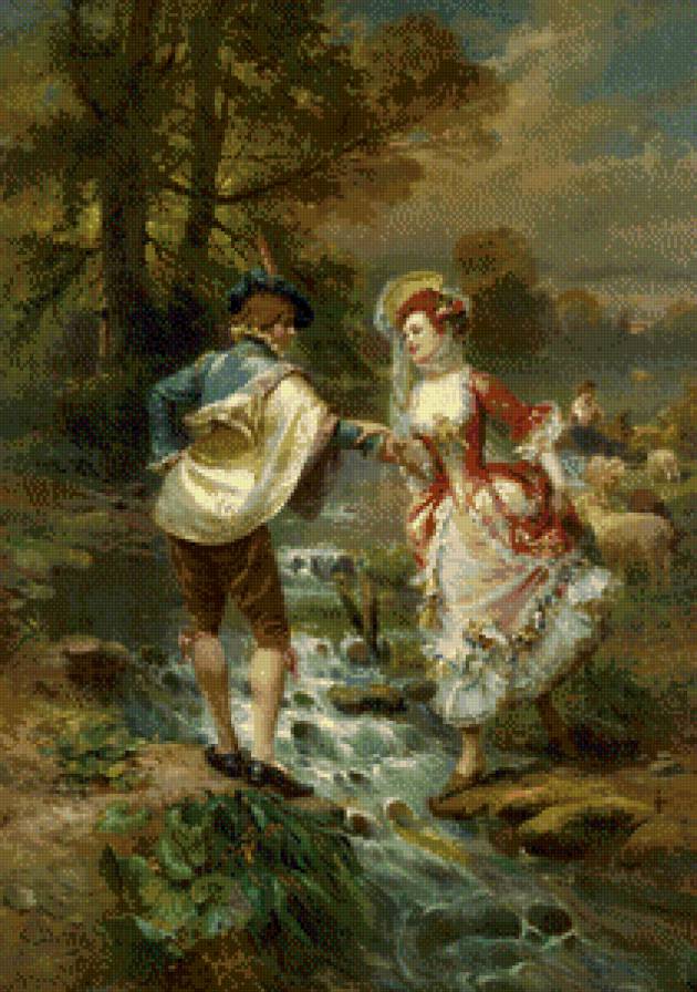 №963288 - дама, искусство, кавалер, картина, барышня, живопись - предпросмотр