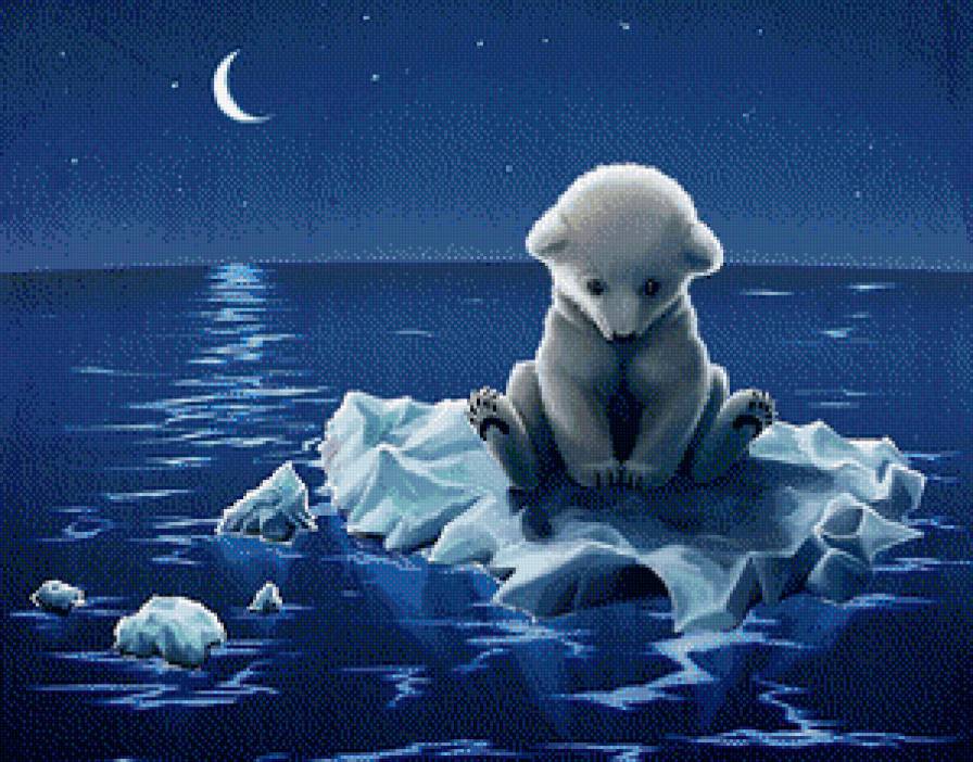 Серия "Мультяшки" - луна, белый мишка, грустный малыш, льдина - предпросмотр