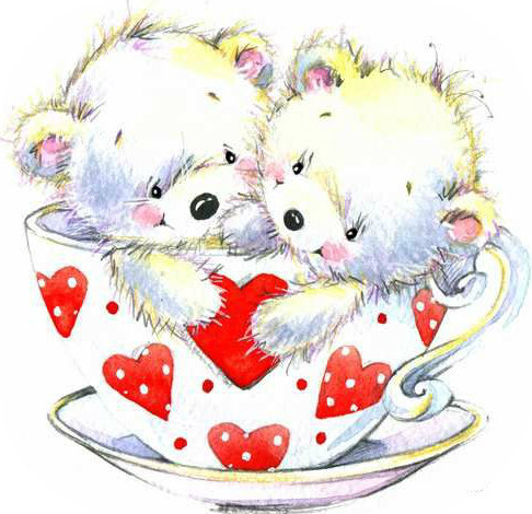 Серия "Мультяшки" - чашка, кухня, сердечки, детская, парочка, мишки - оригинал