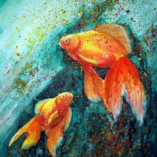 Схема вышивки «Золотые рыбки»