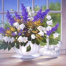 Схема вышивки «полевые цветы на подоконнике»