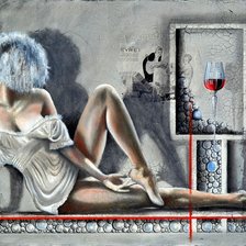 Схема вышивки «женский образ с вином»