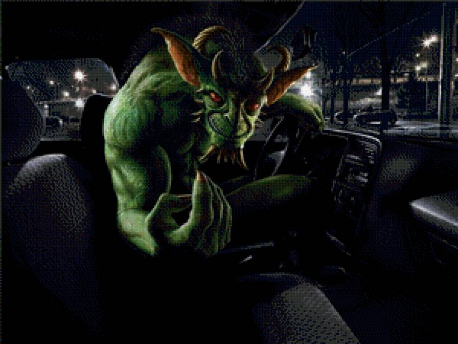 Подушка в машину "не гоняй!" - предупреждение, демон, подушка, машина - предпросмотр