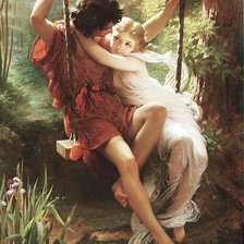 Схема вышивки «влюбленные на качелях»