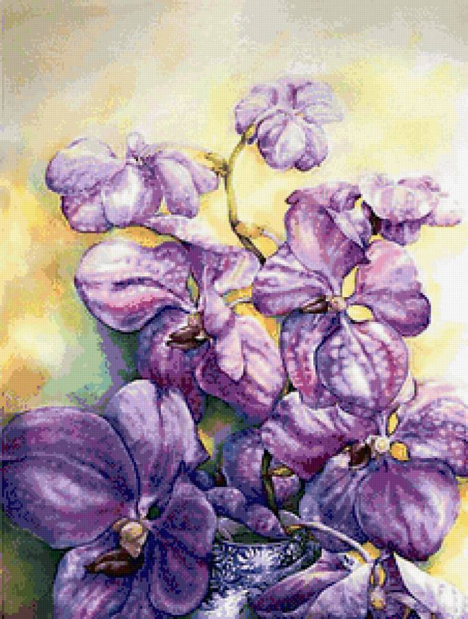 орхидеи - ваза, орхидеи, краски, цветы, картина, панно, ветка, рисунок - предпросмотр