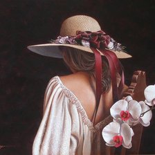 Схема вышивки «девушка в шляпе»