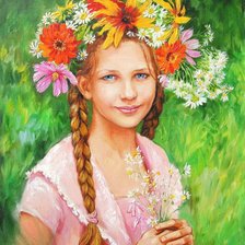 Схема вышивки «портрет девочки в венке»