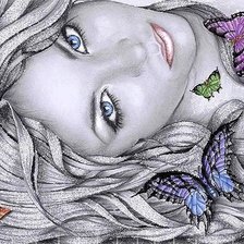 Схема вышивки «Взгляд и бабочки. Эффект мерцания.»